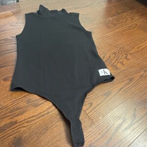 Women's Large Black CK Turtleneck Sleeveless Bodysuit 🖤✨